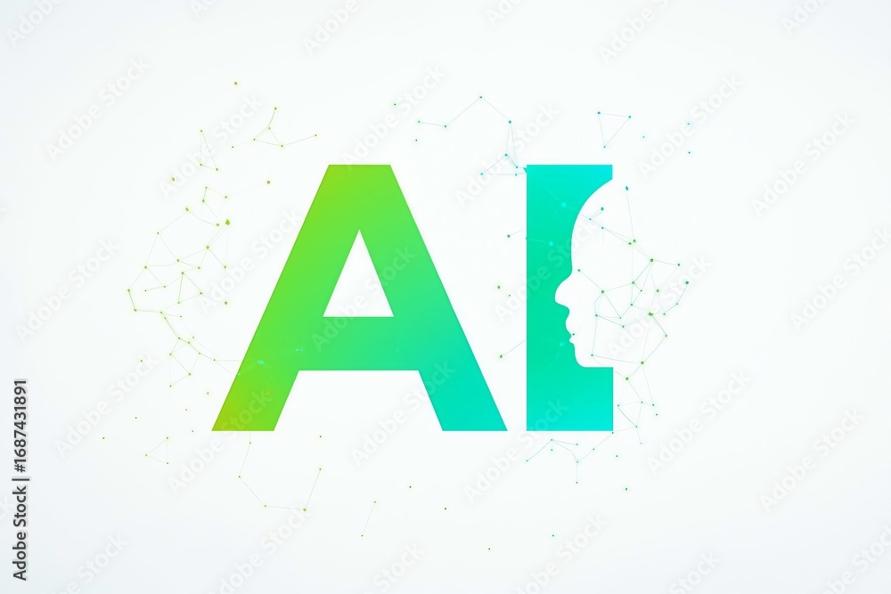 Aufkleber abstract representation of artificial intelligence with a subtle human profile integrated into the l