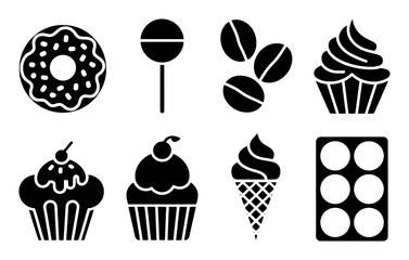 A Collection of Sweet Treats and Coffee Beans Icons