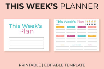 This Week's Planner Printable and Editable Template