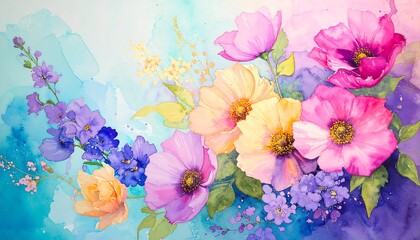 Watercolor Flower Bouquet Painting