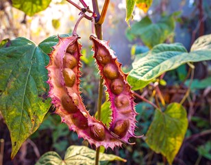 Close-up of a split seed pod