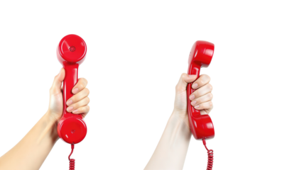 Red telephone handset on transparent background png