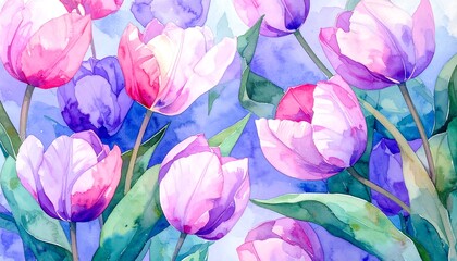 Watercolor Tulips Floral Painting