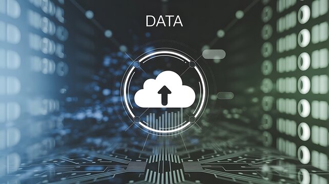 Abstract Server Room Blur – Universal Data and Internet Technology Background - Powered by Adobe
