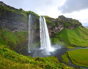 Waterfall Landscape in Iceland