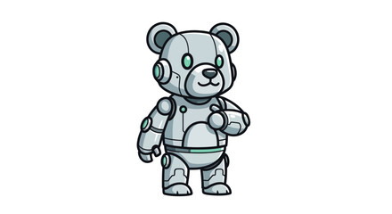 Adorable Cartoon Robot Teddy Bear Character Design.
