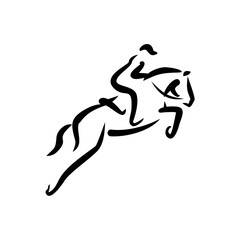 Dynamic Equestrian Silhouette A graceful depiction of horse and rider soaring over an obstacle, capturing the thrill of show jumping