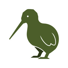 Kiwi bird silhouette simple graphic icon nature wildlife avian creature fauna flightless vector