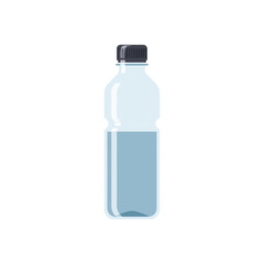 Simple Plastic Water Bottle with Dark Cap and Blue Liquid