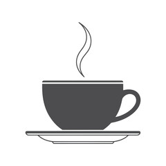 Simple coffee cup steaming hot beverage icon elegant minimalistic drinkware vector graphic vector