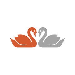 Elegant swan couple logo illustration love romance elegance simple design vector vector