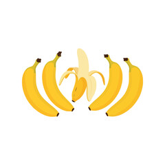 Healthy ripe bananas bunch fruit food diet vegetarian isolated natural vector