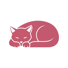Sleeping cat illustration simple cozy pet animal drawing comfortable relaxed domestic feline art vector