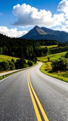 Winding road through scenic mountains (1)