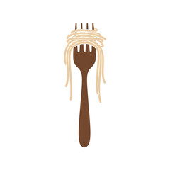 Single fork holding spaghetti pasta food illustration isolated simple design vector