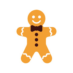 Smiling gingerbread man cookie festive holiday celebration sweet treat isolated graphic vector
