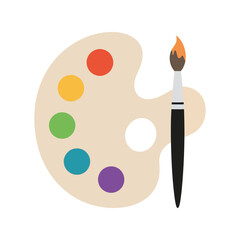 Art palette with vibrant colors and paintbrush creative inspiration art supplies for artists vector