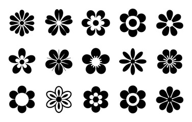 Collection of Black and White Flower Icons