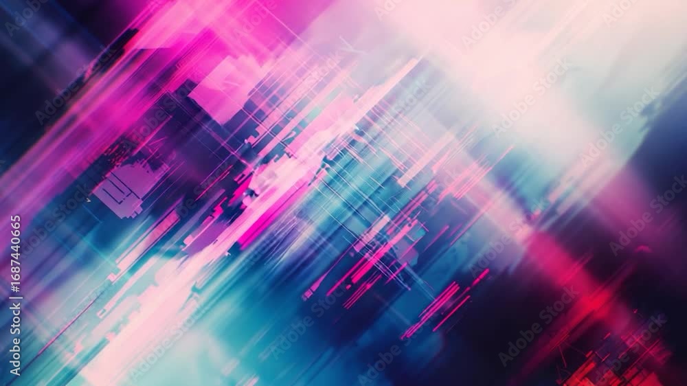 Poster colorful abstract design with geometric shapes and swirling patterns