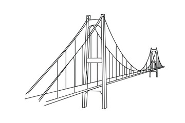 Detailed sketch of a majestic suspension bridge © MSTASIA