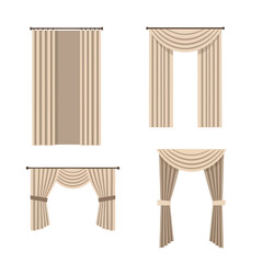 Elegant drapery styles home interior window treatments textile fabric design collection vector