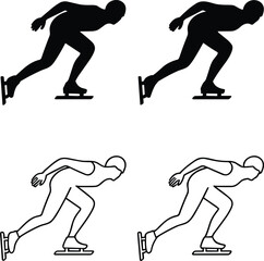 Speed skating silhouette vector illustration, ice skating athlete outline, winter sports figure, racing skater icon, sport activity design, athlete pose drawing, vector art