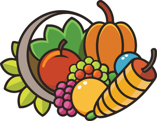 Festive thanksgiving illustration with autumnal elements