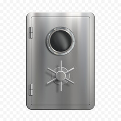Metal armored door of safe or bomb shelter. Template isolated on transparent background. Vector illustration.