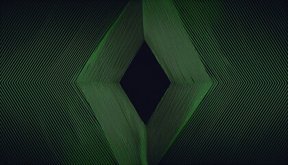 geometric green diagonal lines with dark backdrop creating a futuristic diamond shape pattern for modern design use