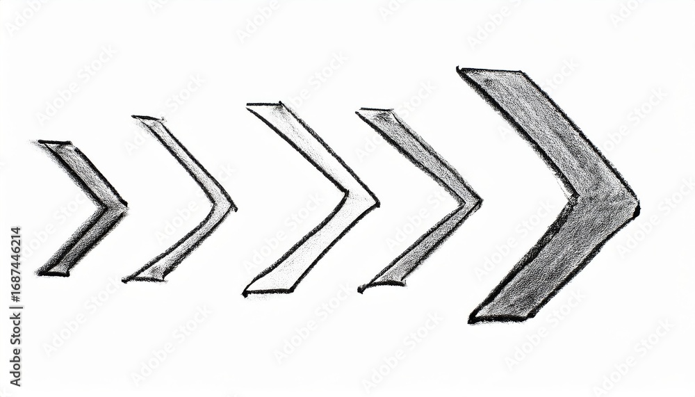 Aufkleber abstract mesh arrows in increasing size on white background minimalist geometric pattern