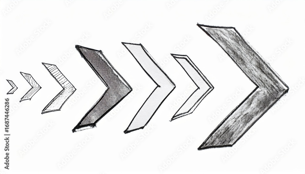 Aufkleber abstract mesh arrows in increasing size on white background minimalist geometric pattern