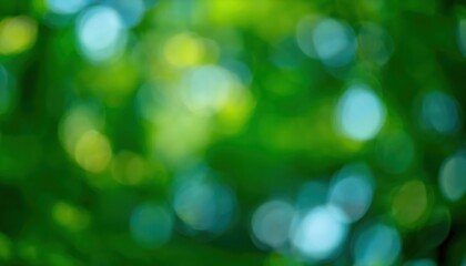 Obraz premium soft green forest bokeh with bright light spots natural blurred foliage background for tranquil designs or nature themed projects