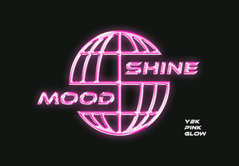 Pink Glow Text Effect Mockup