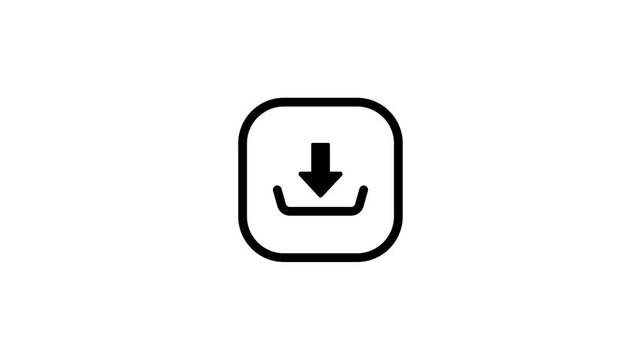Black and blue download icon animation video. Animated arrow, cloud, folder, file, animated arrow, downloading icon in square, direction arrow in black and white background for web, app, and UI design