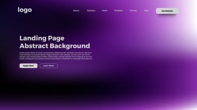 A modern landing page with a clean, professional design and a blurred, abstract purple gradient background, suitable for websites and apps.