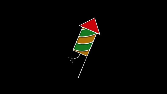 Easy to use Diwali rocket on black background