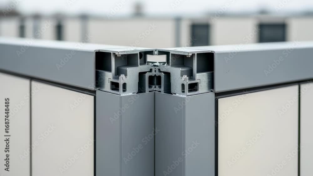 Poster closeup of modular hotel room modules interlocking corners illustrating engineering precision and st