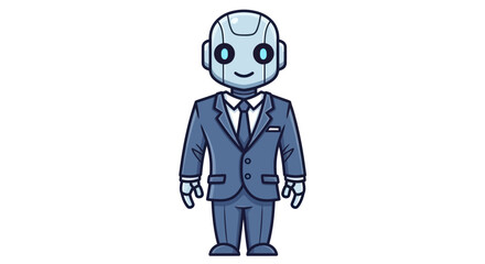 Friendly Cartoon Robot in Business Suit Illustration.