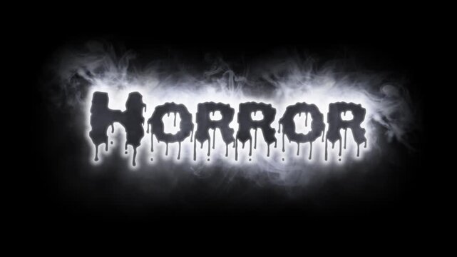 Horror text animation on black background
