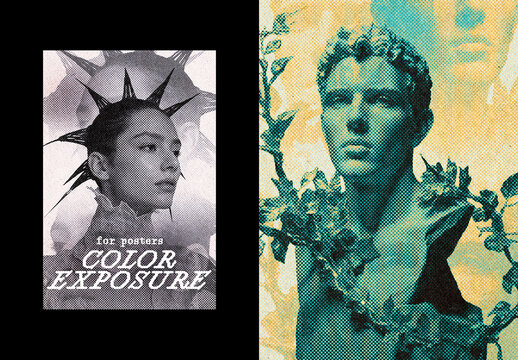 Color Exposure Poster Photo Effect Mockup