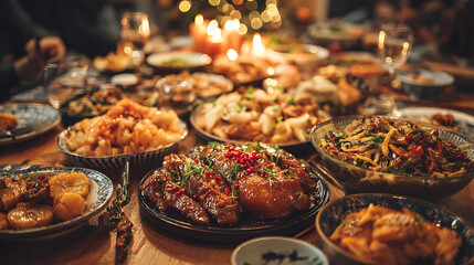 family dinner big asian family eating together christmas thanksgiving new year chinese festive holiday celebration meal tradition joyful family gathering happy together culture