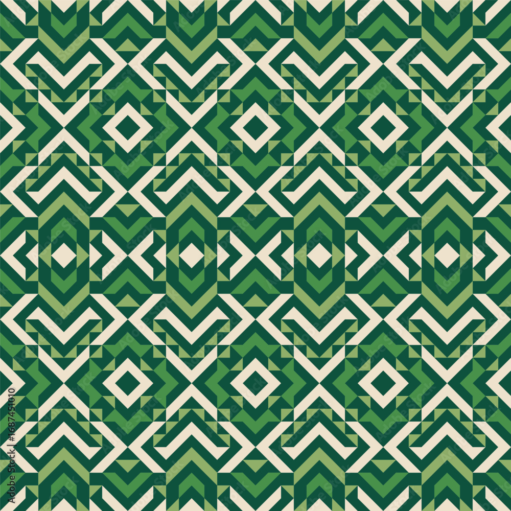 Poster geometric green seamless pattern with diamond and triangle shape background