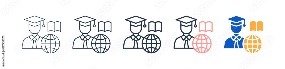 Poster student different style icons set vector illustration.