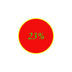 Red circle with 23 percent sign inside simple graphic