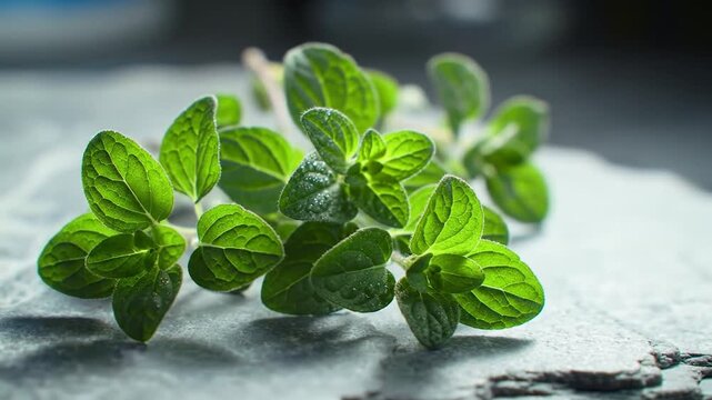Fresh oregano sprig close up