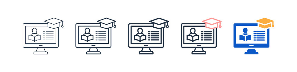 Online Learning different style icons set vector illustration. 