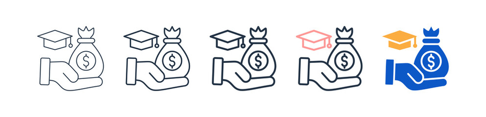 Endowment different style icons set vector illustration. 