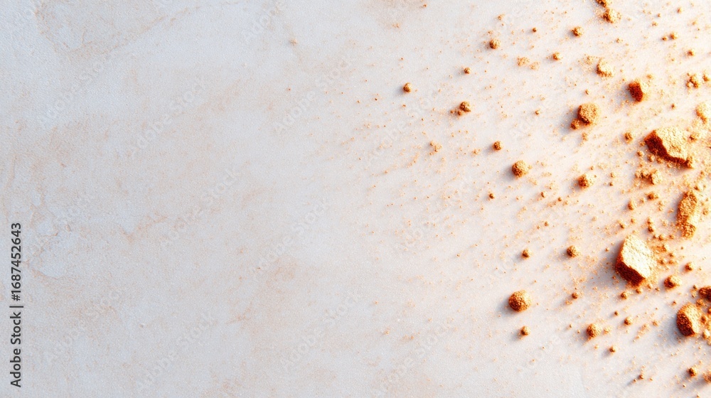 Poster dusty particles scatter across light surface, creating an intric