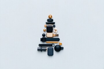 Obraz premium Unique arrangement of geometric shapes forms stylized Christmas