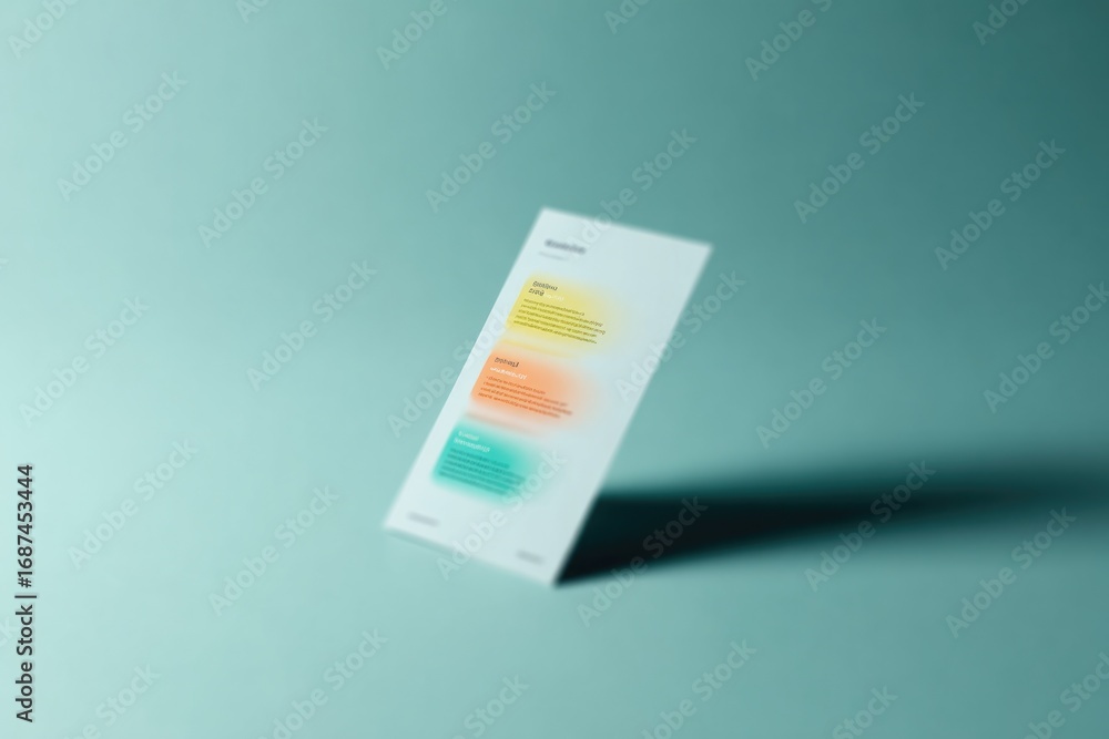 Poster floating card with vibrant colors against soft gradient backgrou